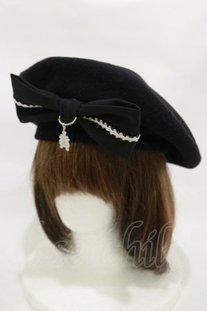 画像: MIHO MATSUDA / リブ付きバスクベレー  黒 H-25-12-08-005-GO-AC-KB-ZH