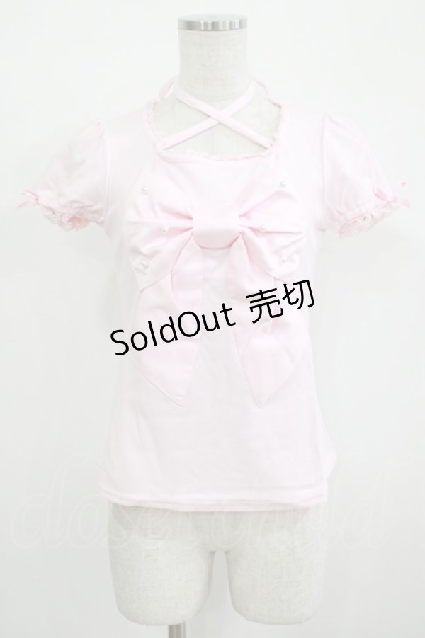 画像1: Angelic Pretty / 乙女サテンリボンカットソー Free ピンク H-25-12-09-037-AP-TO-NS-ZH (1)