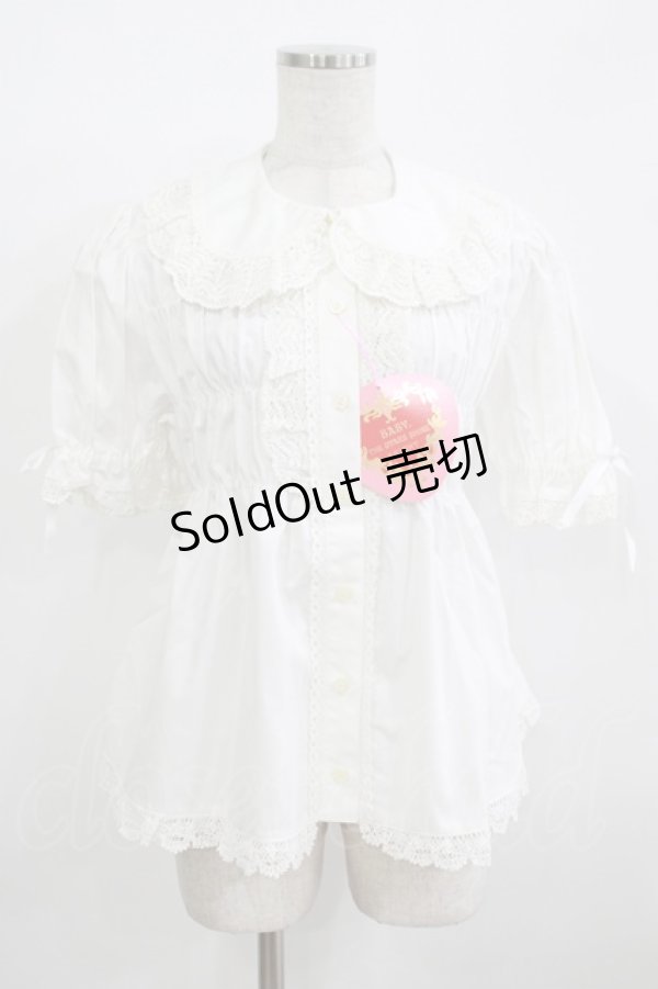 画像1: BABY,THE STARS SHINE BRIGHT / 半袖ベビードールブラウス Free オフ白 H-25-12-09-038-BA-BL-NS-ZH (1)