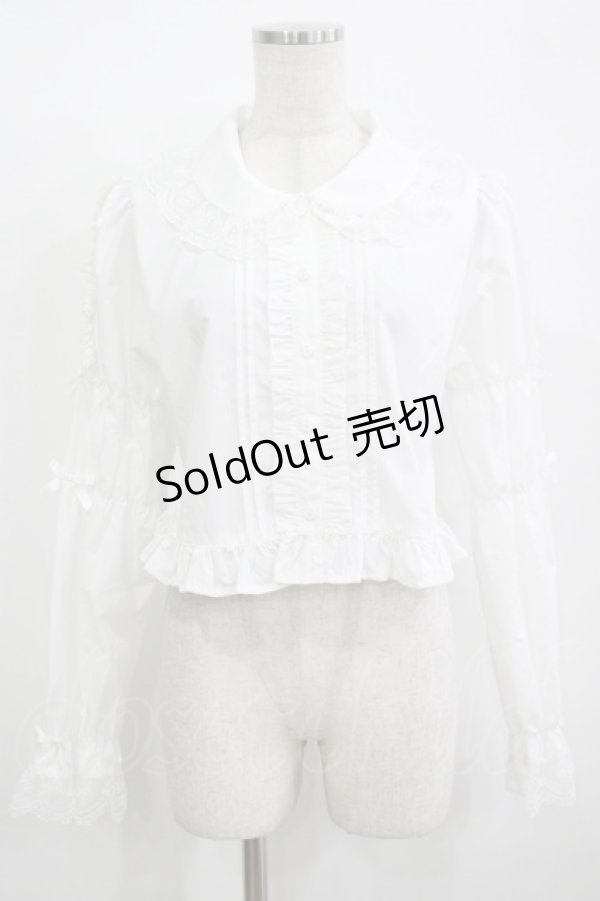 画像1: DearMyLoveEmily / ミルフィーユレースショートブラウス LL オフ H-25-12-09-043-PU-BL-NS-ZH (1)