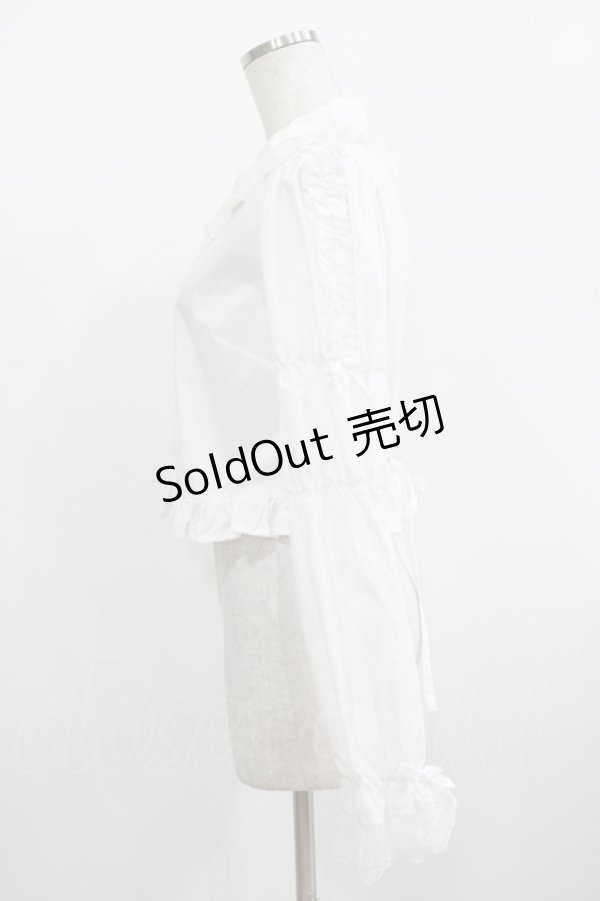 画像2: DearMyLoveEmily / ミルフィーユレースショートブラウス LL オフ H-25-12-09-043-PU-BL-NS-ZH (2)