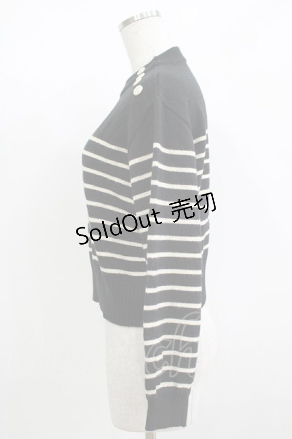 画像2: Fi.n.t / フレンチボーダーニットプルオーバー Free BLACK H-25-12-09-045-CA-TO-NS-ZH (2)