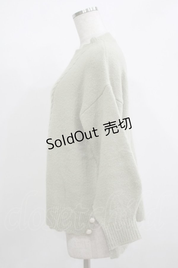 画像2: axes femme / 裾ボタンロングニットプルオーバー M グリーン H-25-12-09-049-AX-TO-NS-ZH (2)