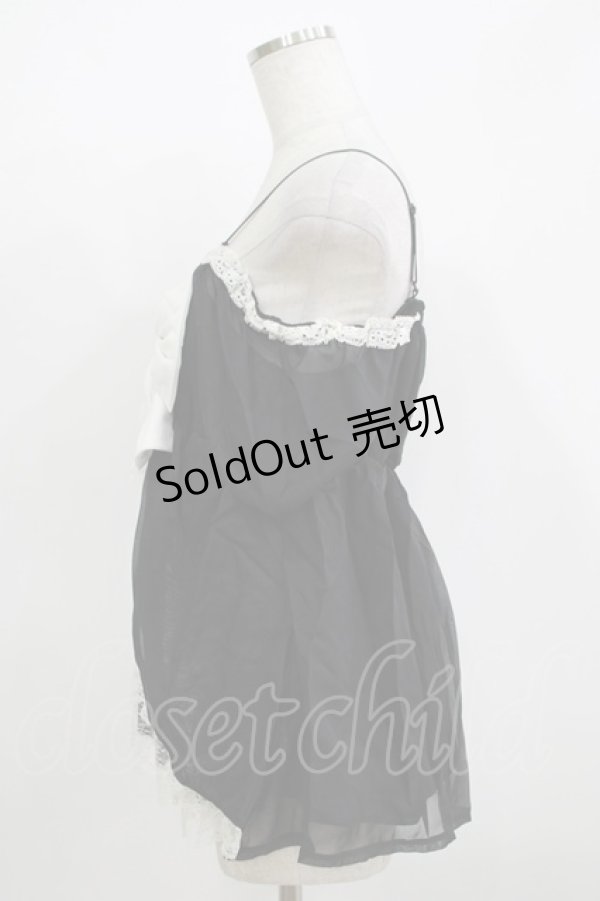 画像2: DearMyLove / レースリボントップス M ブラック H-25-12-09-053-EL-TO-NS-ZH (2)