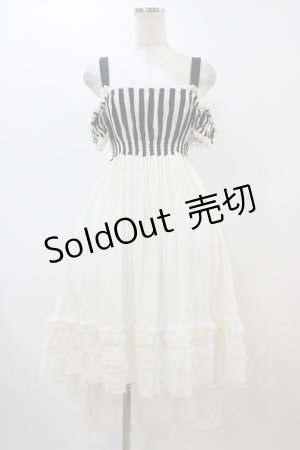 画像: Dangerous nude / ストライプ切替ガーゼワンピース  アイボリー H-25-12-09-1038-PU-OP-KB-ZH