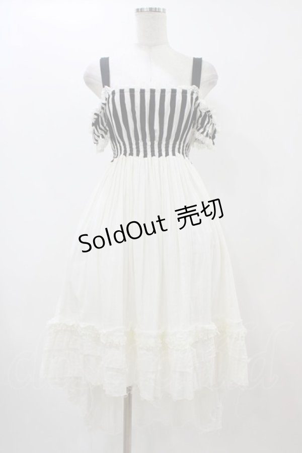 画像1: Dangerous nude / ストライプ切替ガーゼワンピース  アイボリー H-25-12-09-1038-PU-OP-KB-ZH (1)