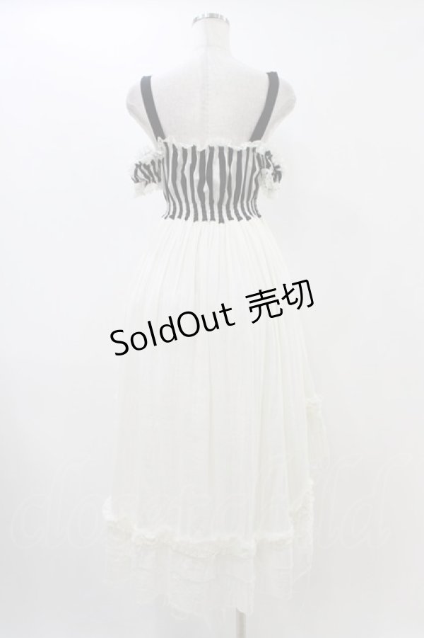 画像2: Dangerous nude / ストライプ切替ガーゼワンピース  アイボリー H-25-12-09-1038-PU-OP-KB-ZH (2)