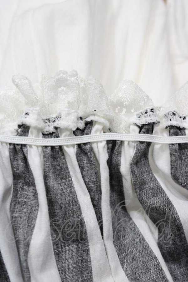 画像4: Dangerous nude / ストライプ切替ガーゼワンピース  アイボリー H-25-12-09-1038-PU-OP-KB-ZH (4)