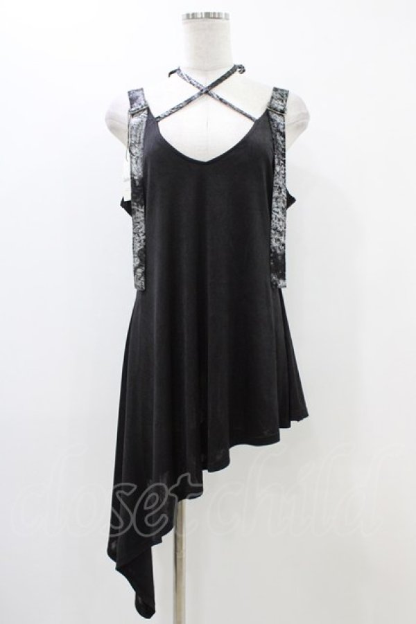 画像1: Qutie Frash / 肩ベルトアシメチュニック  黒 H-25-12-09-1041-QU-TO-KB-ZT262 (1)