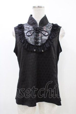 画像: Qutie Frash / チャイナノースリーブトップス  黒 H-25-12-09-1042-QU-TO-KB-ZH