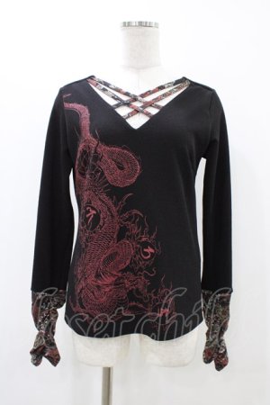 画像: Qutie Frash / クロスインナーT  黒×赤 H-25-12-09-1047-QU-TO-KB-ZH