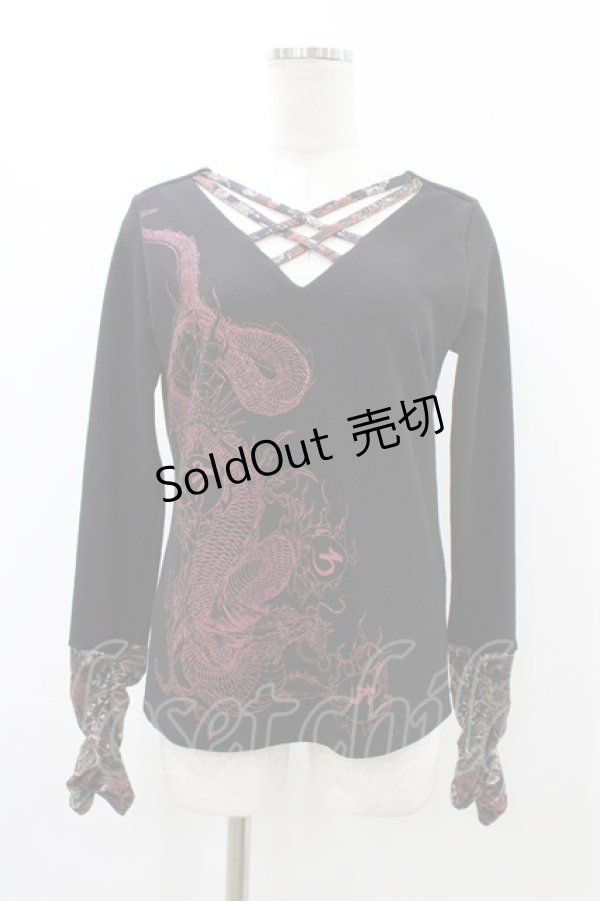 画像1: Qutie Frash / クロスインナーT  黒×赤 H-25-12-09-1047-QU-TO-KB-ZH (1)