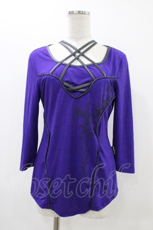 画像: Ozz Croce / クロスネックカットソー  紫 H-25-12-09-1049-OO-TO-KB-ZH