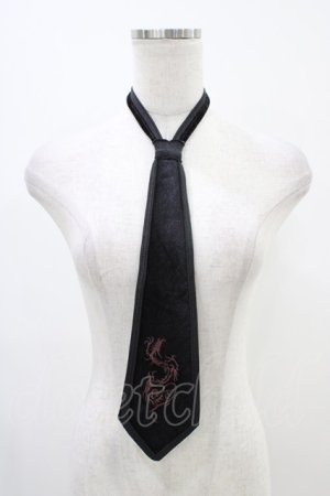 画像: Ozz Croce / ベロア刺繍ネクタイ  黒 H-25-12-09-1009-OO-ZA-KB-ZH