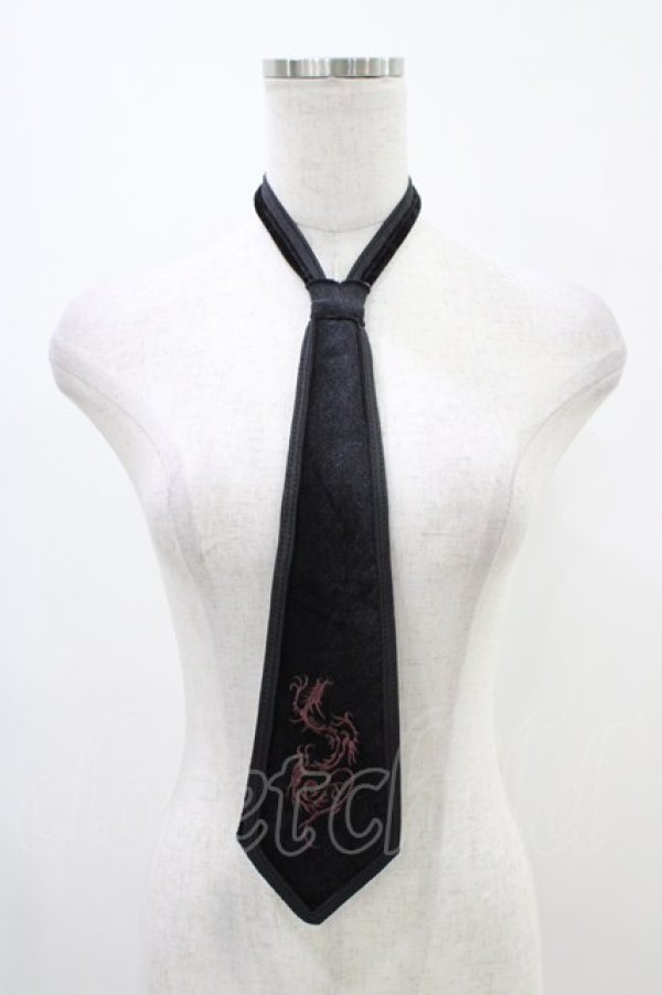 画像1: Ozz Croce / ベロア刺繍ネクタイ  黒 H-25-12-09-1009-OO-ZA-KB-ZH (1)