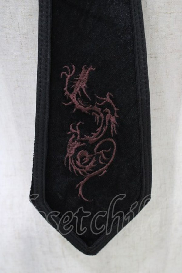 画像2: Ozz Croce / ベロア刺繍ネクタイ  黒 H-25-12-09-1009-OO-ZA-KB-ZH (2)