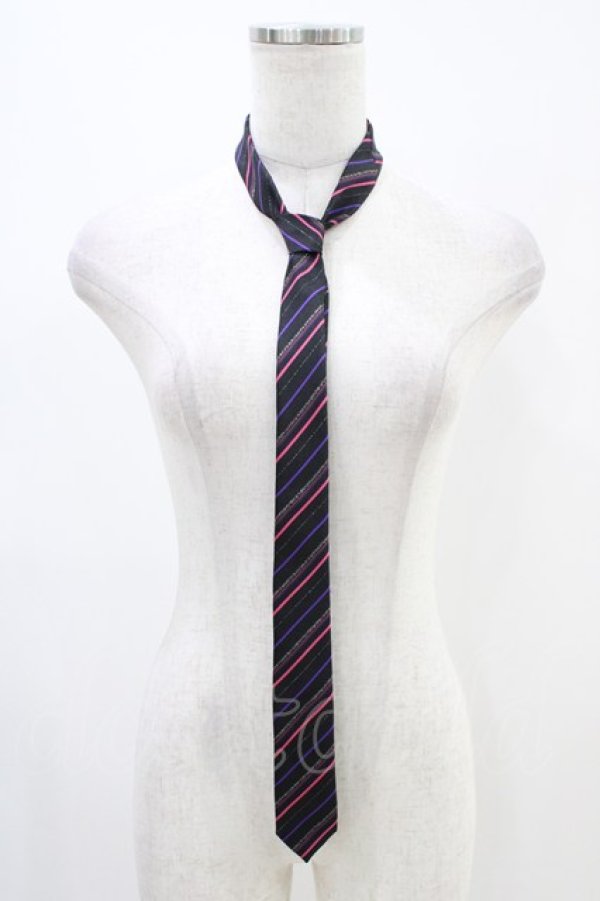 画像1: PEACE NOW / レジメンタルストライプネクタイ  ブラック/ピンク H-25-12-09-1011-PU-ZA-NS-ZH (1)