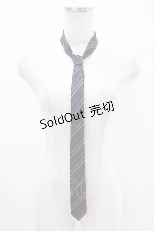 画像1: PEACE NOW / レジメンタルストライプネクタイ  ブラック/ピンク H-25-12-09-1011-PU-ZA-NS-ZH (1)