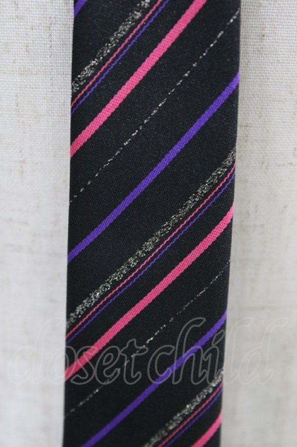 画像2: PEACE NOW / レジメンタルストライプネクタイ  ブラック/ピンク H-25-12-09-1011-PU-ZA-NS-ZH (2)