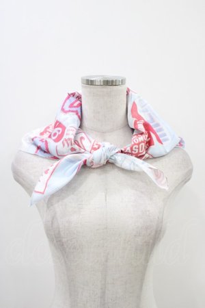 画像: MILK / Patch girlスカーフ  サックスベース×ビビットピンク H-25-12-09-1002-ML-ZA-KB-ZH