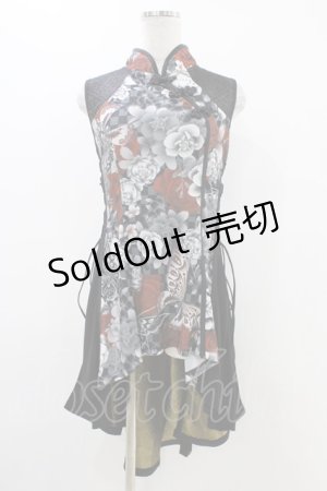 画像: Qutie Frash / チャイナチュニック  黒×赤 H-25-12-09-1020-QU-TO-KB-ZH