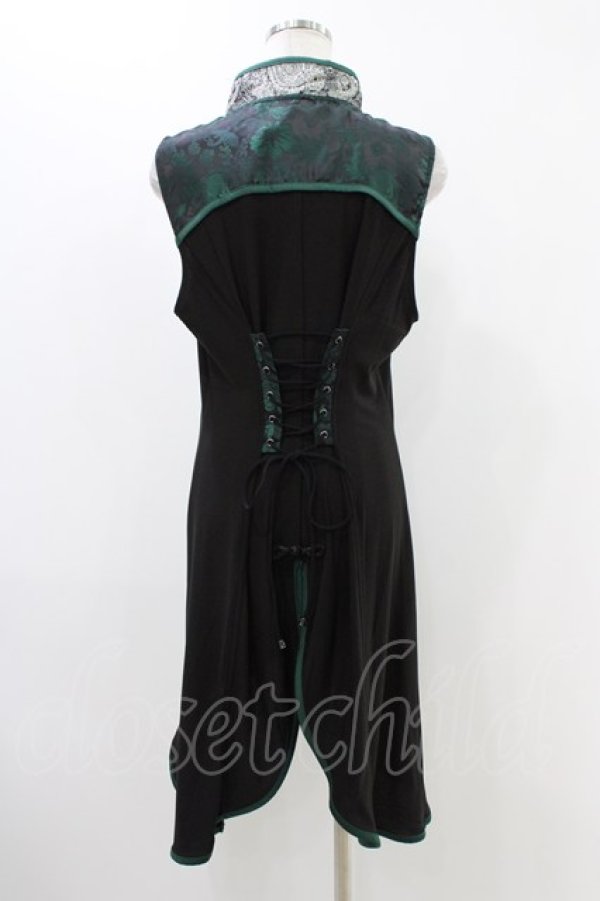 画像2: Qutie Frash / チャイナチュニック  黒×グリーン H-25-12-09-1021-QU-TO-KB-ZH (2)