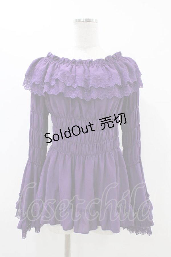 画像1: ATELIER PIERROT / Shirring princess sleeve blouse  パープル H-25-12-09-1023-EL-BL-KB-ZH (1)