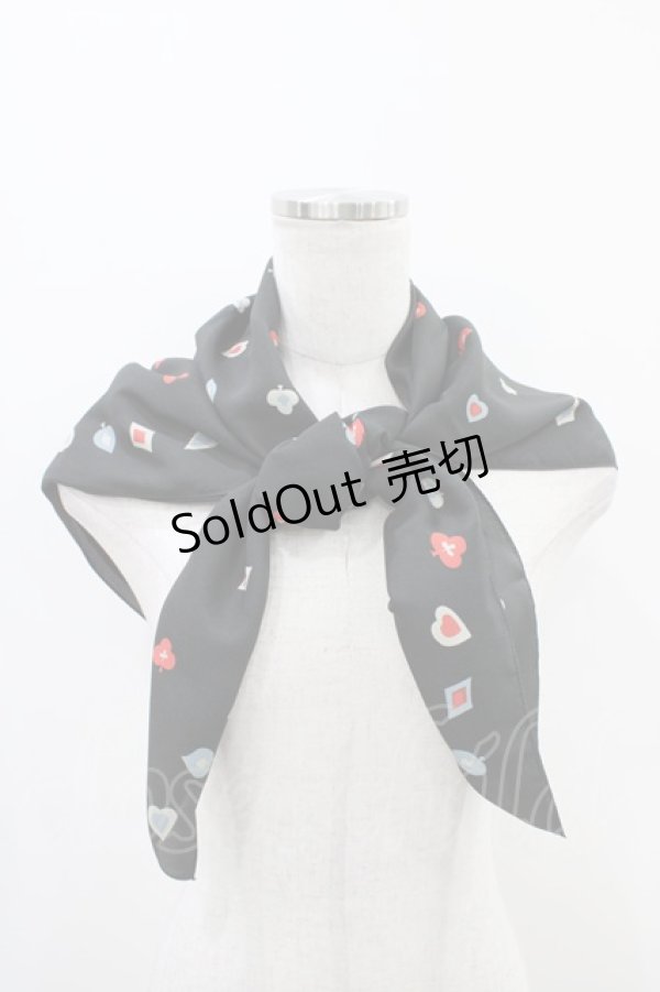 画像1: Jane Marple Dans Le Salon / Playing cardsスカーフ  ブラック H-25-12-09-1003-JM-ZA-KB-ZH (1)