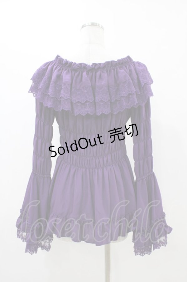 画像2: ATELIER PIERROT / Shirring princess sleeve blouse  パープル H-25-12-09-1023-EL-BL-KB-ZH (2)