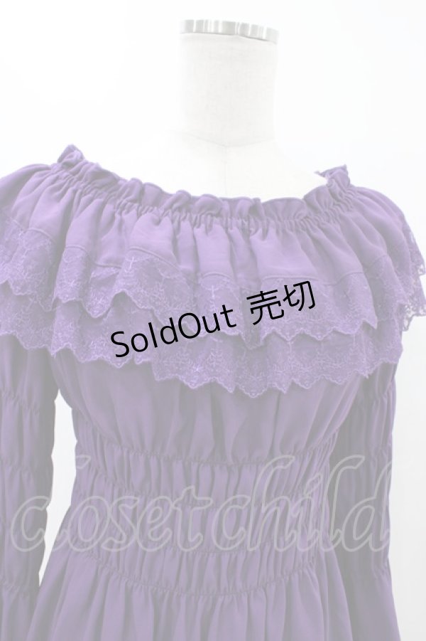 画像4: ATELIER PIERROT / Shirring princess sleeve blouse  パープル H-25-12-09-1023-EL-BL-KB-ZH (4)