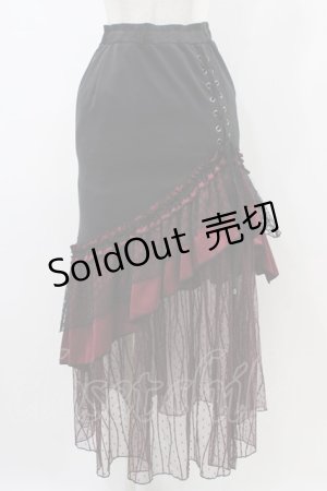画像: Qutie Frash / マーメイドロングスカート  黒×赤 H-25-12-09-1029-QU-SK-KB-ZH