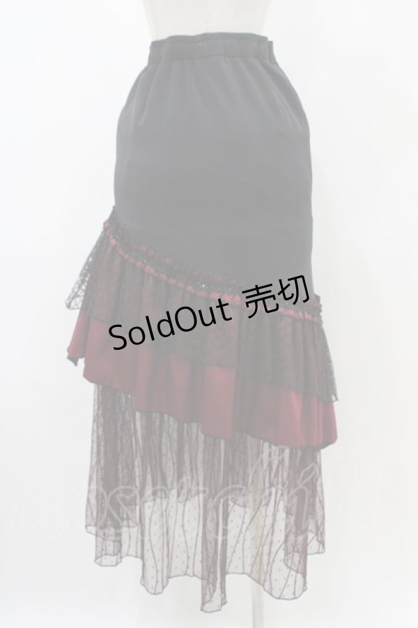 画像2: Qutie Frash / マーメイドロングスカート  黒×赤 H-25-12-09-1029-QU-SK-KB-ZH (2)