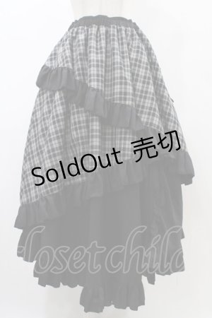 画像: Qutie Frash / タータンチェックフリルロングスカート  ブラック H-25-12-09-1031-QU-SK-KB-ZH