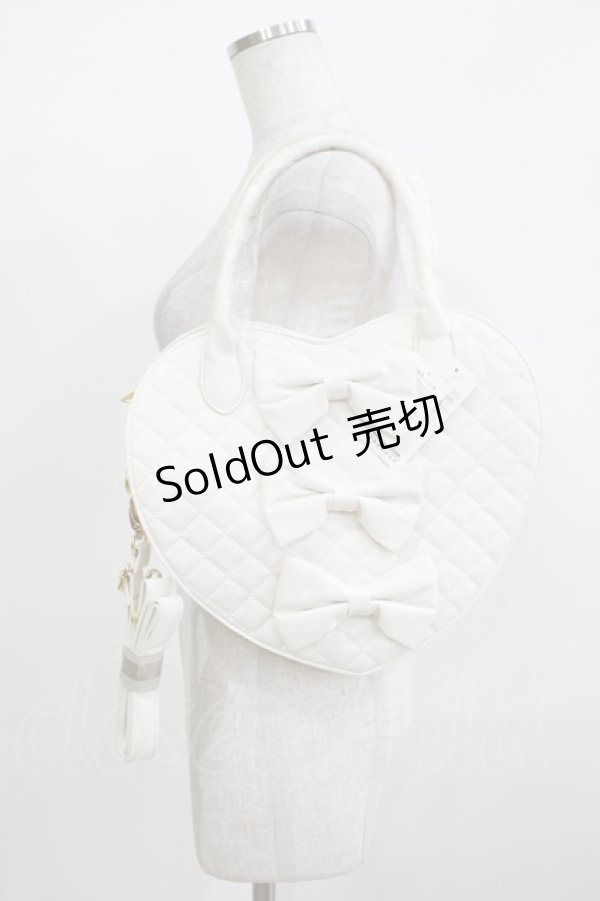 画像1: DearMyLove / キルティングハートバッグ  オフホワイト H-25-12-09-057-EL-BG-NS-ZH (1)