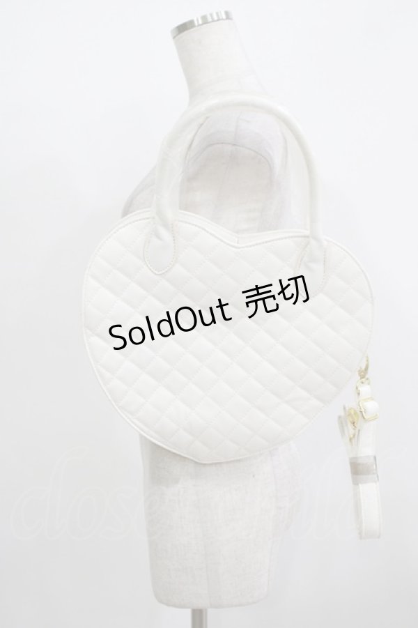 画像2: DearMyLove / キルティングハートバッグ  オフホワイト H-25-12-09-057-EL-BG-NS-ZH (2)