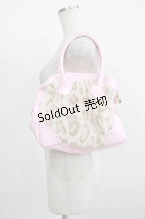 画像2: Angelic Pretty / ヒョウ柄ファーリボンボストンバッグ  ピンク H-25-12-09-058-AP-BG-NS-ZH (2)