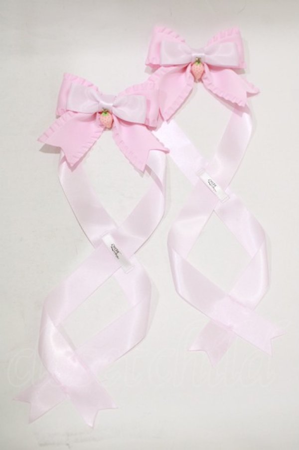 画像2: LOTUS ribbon / いちごツインリボンバレッタ  ピンク H-25-12-09-063-EL-AC-NS-ZH (2)