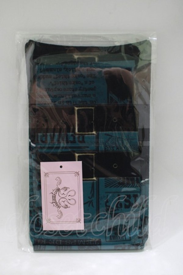 画像1: metamorphose / いたずら黒猫Wanted! プリントオーバーニー  ブルーグリーン(Blue Green) H-25-12-09-078-ME-ZA-NS-ZH (1)