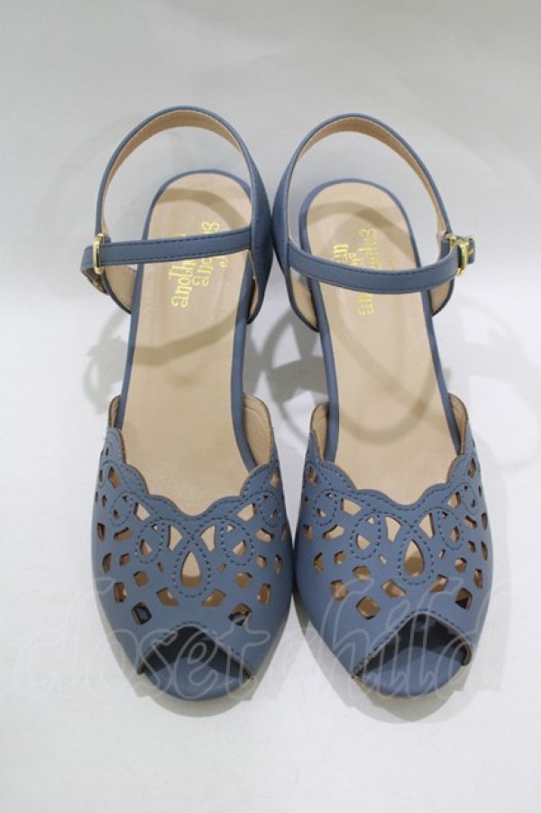 画像1: an another angelus / レースカットワークサンダル L サックス H-25-12-09-081-CA-SH-NS-ZH (1)