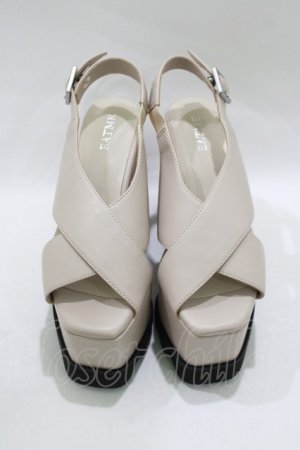 画像: EATME / ロゴクロスウェッジサンダル S ベージュ H-25-12-09-082-LO-SH-NS-ZH