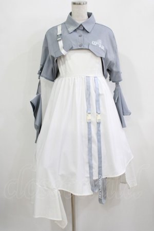 画像: 森女部落（海外ロリータブランド） / セパレートシャツ付きジャンパースカート L グレー/オフ H-25-12-09-007-PU-OP-NS-ZH