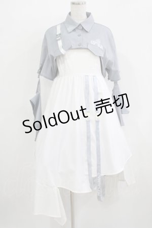 画像: 森女部落（海外ロリータブランド） / セパレートシャツ付きジャンパースカート L グレー/オフ H-25-12-09-007-PU-OP-NS-ZH