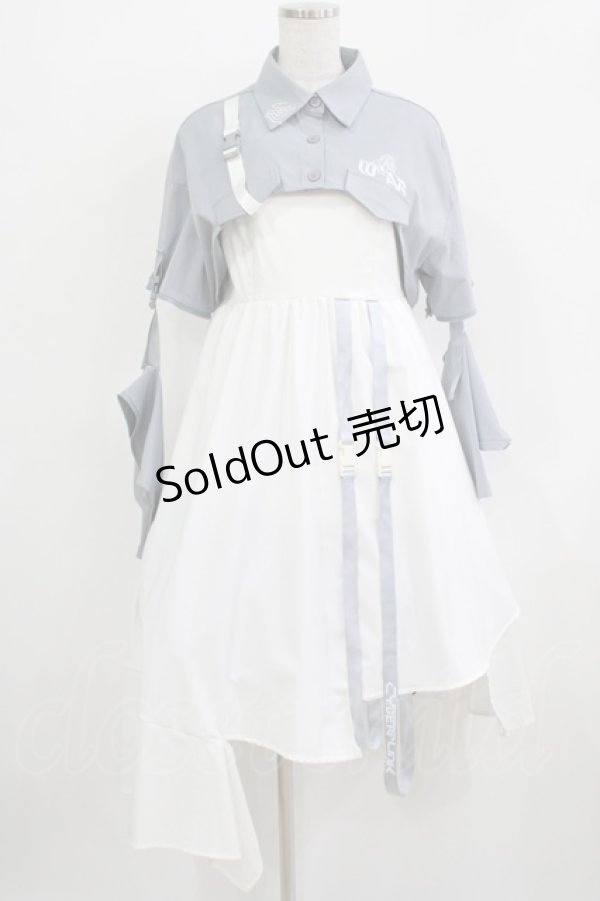 画像1: 森女部落（海外ロリータブランド） / セパレートシャツ付きジャンパースカート L グレー/オフ H-25-12-09-007-PU-OP-NS-ZH (1)