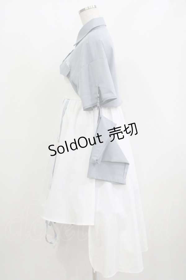 画像2: 森女部落（海外ロリータブランド） / セパレートシャツ付きジャンパースカート L グレー/オフ H-25-12-09-007-PU-OP-NS-ZH (2)