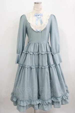 画像: Innocent World / 大人アリススタンドカラーワンピース M グレイッシュサックス×生成/Grayish sax×Beige H-25-12-09-008-IW-OP-NS-ZH