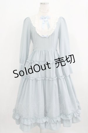 画像: Innocent World / 大人アリススタンドカラーワンピース M グレイッシュサックス×生成/Grayish sax×Beige H-25-12-09-008-IW-OP-NS-ZH