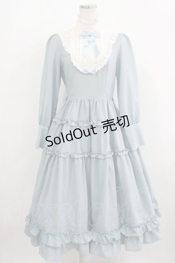 画像1: Innocent World / 大人アリススタンドカラーワンピース M グレイッシュサックス×生成/Grayish sax×Beige H-25-12-09-008-IW-OP-NS-ZH (1)