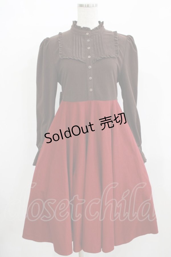 画像1: Favorite / チョコレート＆クランベリーsweetワンピース M~L ブラウン/ボルドー H-25-12-09-015-LO-OP-NS-ZH (1)