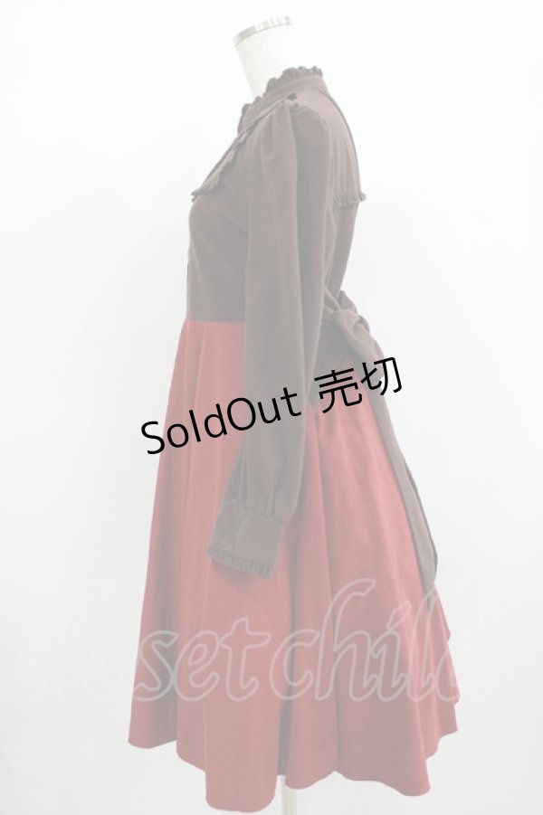 画像2: Favorite / チョコレート＆クランベリーsweetワンピース M~L ブラウン/ボルドー H-25-12-09-015-LO-OP-NS-ZH (2)