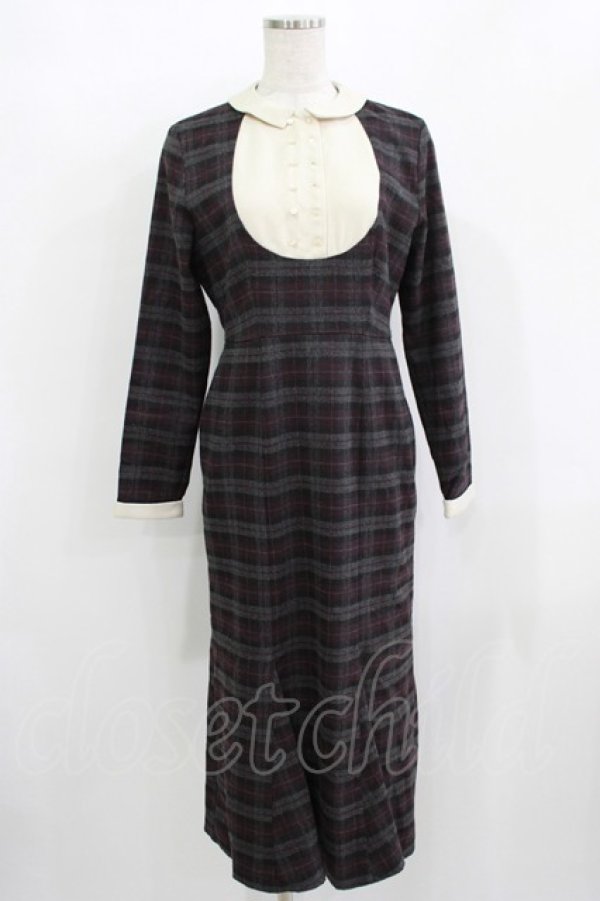 画像1: an another angelus / オーバルヨーク切替マーメイドチェックワンピース Free GRAY×PU H-25-12-09-021-CA-OP-NS-ZH (1)